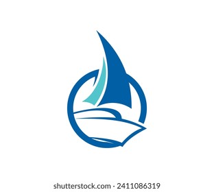 logo vector illustration maritim sailing yacht and motor yacht, ship logo boat cruise in blue ocean