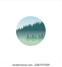 Logo Vector Illustration Mountain landscape nature around.