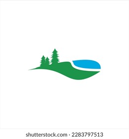 Logo Vector Illustration Mountain landscape nature around.