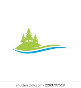 Logo Vector Illustration Mountain landscape nature around.