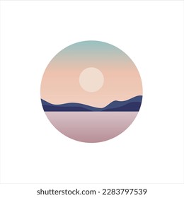Logo Vektor Illustration Gebirgslandschaft rund um.