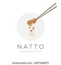 Logo Vector illustration of Natto with chopstick 