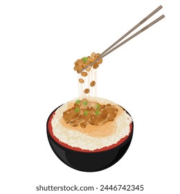 Logo Vector illustration of natto with rice