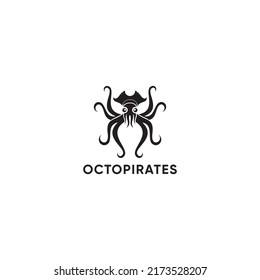 logo vector illustration of an octopus wearing a pirate hat. funny, unique, interesting and simple
