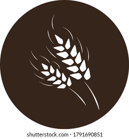 logo vector illustration organic hops and malt or grain wheat icon design for the web site beer or bread or flour or bakery brand black and white