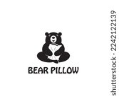 logo vector illustration of a panda hugging a pillow. elegant, funny, attractive and easy to apply in media marketing
