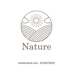 ilustración vectorial del campo de arroz y paisaje solar.
