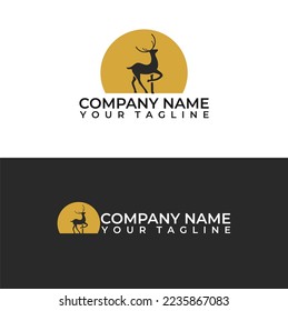 Logo vector illustration of a silhouette of a Deer in the moon.