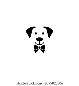 Logo vector illustration of a silhouette of a dog wearing a bow tie. clean, sharp and cute
