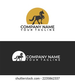 Logo vector illustration of the silhouette of a horse in the moon.