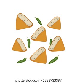 Logo Vector Illustration of Tofu Meatballs Or Tahu Bakso With Green Chilli