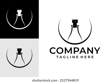 Logo vector illustration of wine bottle with fancy lines.