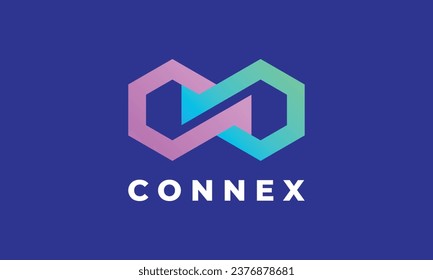 Logo vector infinity gradation hexagon color minimalist concept symbol eternity design element technology connection link