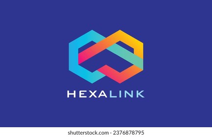 Logo vector infinity gradation hexagon color minimalist concept symbol eternity design element technology connection link 