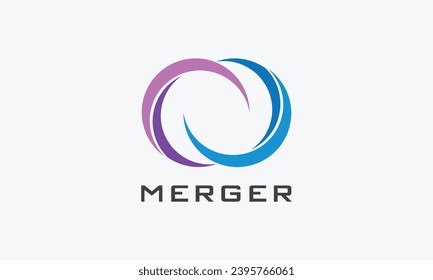 Logo vector infinity rings gradation color minimalist concept symbol eternity design element technology connection link