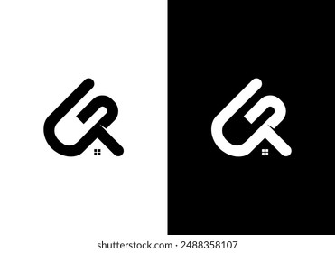 logo vector The initial letters GR or RG are combined with the roof of a house