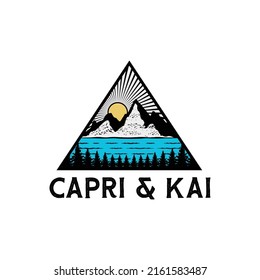 Vector de logotipos para las montañas italianas Capri y Kai