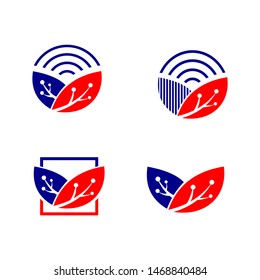 logo vector leaves creative technology