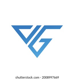 Letra vectorial del logotipo triángulo de flecha O G moderno O o G