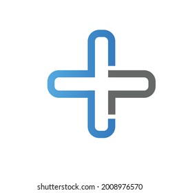 Letra vectorial con logotipo hospital de clínica cruzada P