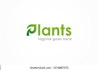 Logo Vector Letter P Leaf Icon. Green Nature Ecology Symbol. Flat Vector Logo Design Template Element
