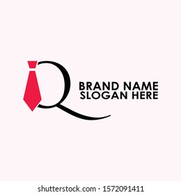 logo vector letter q with tie icon design