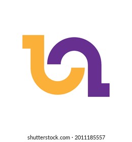 Logo vector letter UN orange purple