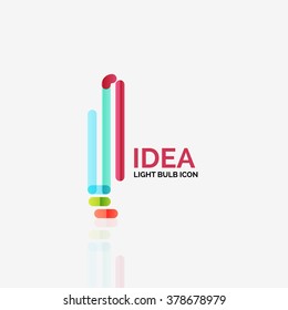 Logo, vector light bulb abstract linear geometric business icon. Idea concept