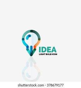 Logo, vector light bulb abstract linear geometric business icon. Idea concept