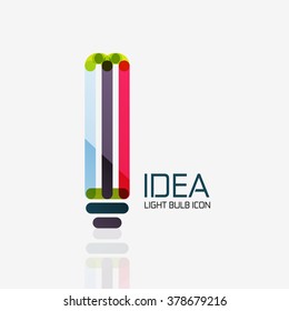 Logo, vector light bulb abstract linear geometric business icon. Idea concept