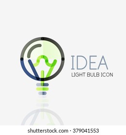 Logo, vector light bulb abstract linear geometric business icon. Idea concept