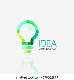 Logo, vector light bulb abstract linear geometric business icon. Idea concept