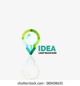 Logo, vector light bulb abstract linear geometric business icon. Idea concept