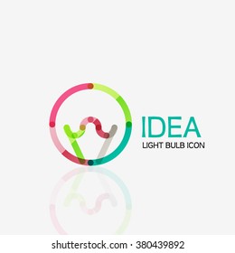 Logo, vector light bulb abstract linear geometric business icon. Idea concept