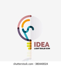 Logo, vector light bulb abstract linear geometric business icon. Idea concept