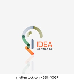 Logo, vector light bulb abstract linear geometric business icon. Idea concept