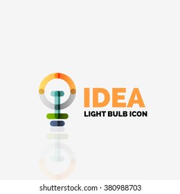 Logo, vector light bulb abstract linear geometric business icon. Idea concept