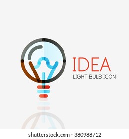Logo, vector light bulb abstract linear geometric business icon. Idea concept