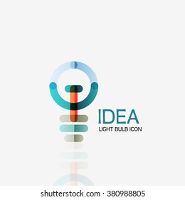 Logo, vector light bulb abstract linear geometric business icon. Idea concept