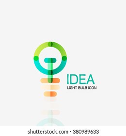 Logo, vector light bulb abstract linear geometric business icon. Idea concept