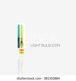 Logo, vector light bulb abstract linear geometric business icon. Idea concept