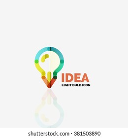 Logo, vector light bulb abstract linear geometric business icon. Idea concept