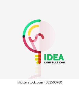 Logo, vector light bulb abstract linear geometric business icon. Idea concept