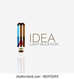 Logo, vector light bulb abstract linear geometric business icon. Idea concept