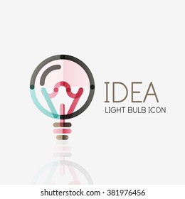 Logo, vector light bulb abstract linear geometric business icon. Idea concept
