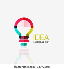 Logo, vector light bulb abstract linear geometric business icon. Idea concept