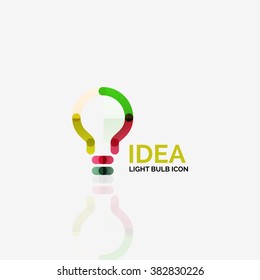 Logo, vector light bulb abstract linear geometric business icon. Idea concept