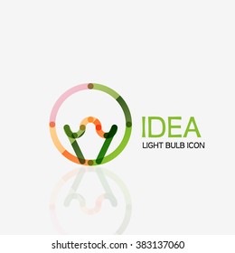Logo, vector light bulb abstract linear geometric business icon. Idea concept