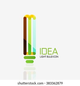 Logo, vector light bulb abstract linear geometric business icon. Idea concept