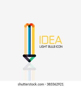 Logo, vector light bulb abstract linear geometric business icon. Idea concept